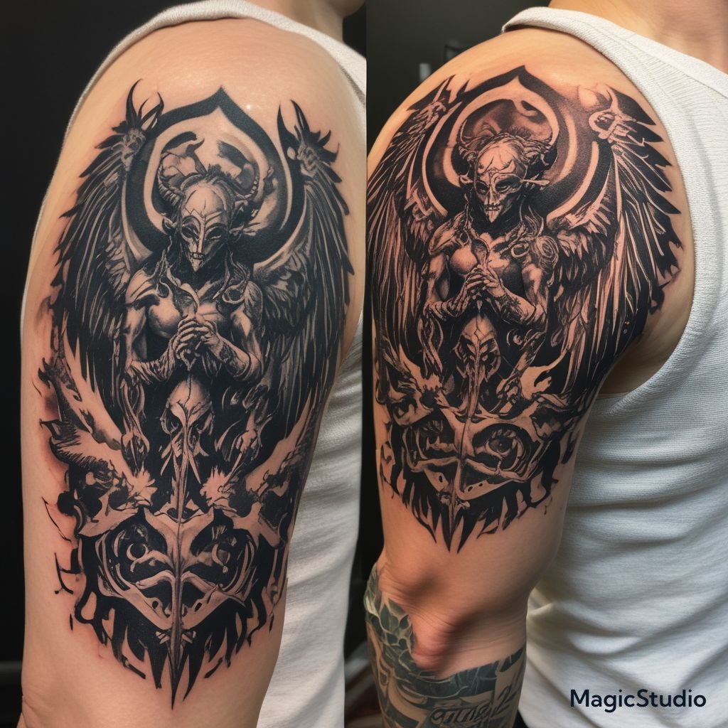 Angel of Death Tattoo Stencil Ideas